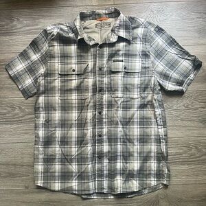 Field & Stream Men’s Short Sleeve Plaid Active Button Down Size L Hiking Summer